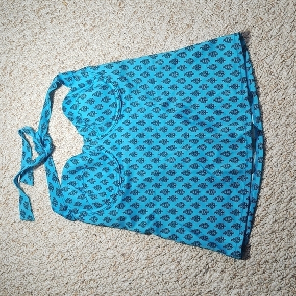 Victoria's Secret Teal and Black Floral Halter Neck Tankini Sz 32C - Picture 1 of 8